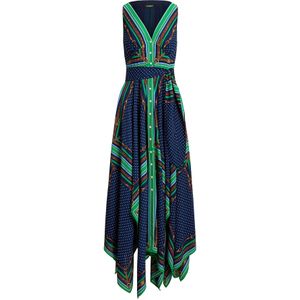 Lauren Ralph Lauren Jurk 'DRAPEY'  navy / bruin / groen / wit
