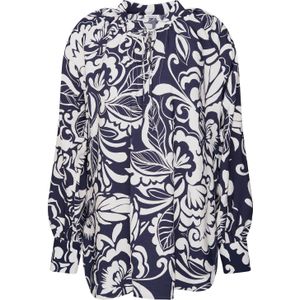 Seidensticker - Klassieke Blouse - Donkerblauw - Tuniek Print - Lange Mouwen