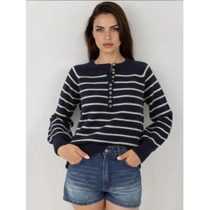 Hiccup Trui  nachtblauw / wit