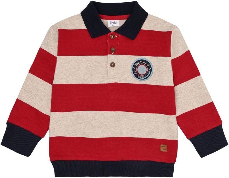 Hust & Claire Sweatshirt 'Sejer'  beige gemêleerd / navy / karmijnrood