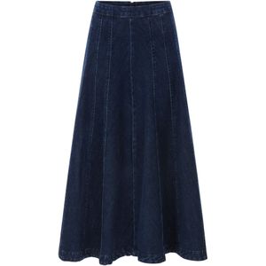 Rich & Royal - A-lijn Rok - Blauw - Denim - 7/8 Lengte
