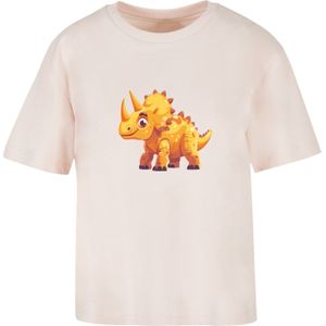 F4NT4STIC Shirt 'Süßer Triceratops Dinosaurier'  curry / rosa / roestrood