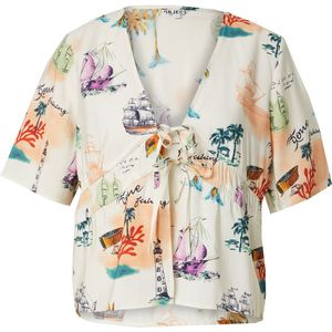 OBJECT Blouse 'OBJDINAH'  crème / lichtgroen / lila / oranje