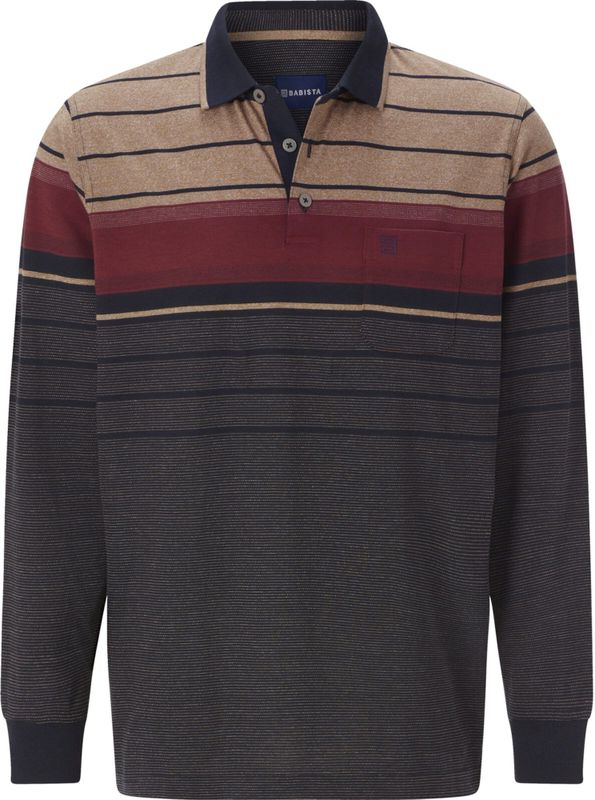 FILOSSI - Poloshirt - Donkerblauw - Gestreept - Ademend Materiaal