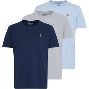 BLEND - Shirt - Marine - Lichtblauw - Grijs Gemêleerd - 3 Pack