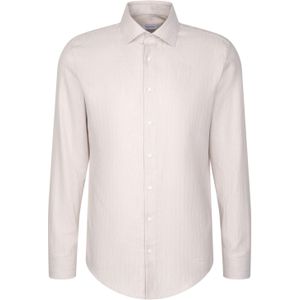 Seidensticker - Flanellen Overhemd - Zwart - Shaped 1/1 Kentkraag Visgraat