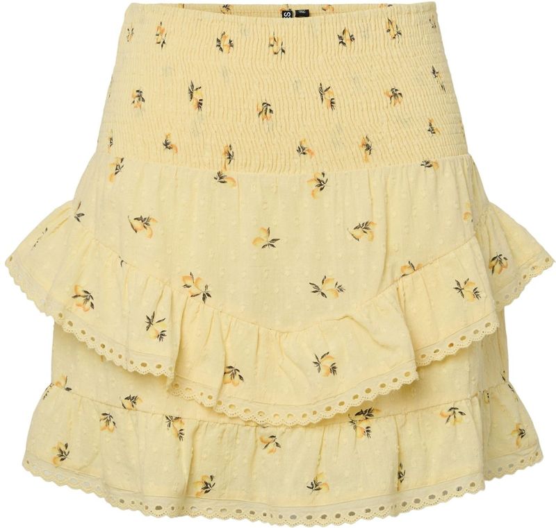 PIECES - PCThea - Rok - Geel - Bloemenprint - Volantrok