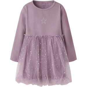 Jerseyjurken - Lange Mouwen Jurk - Glitterprint - Ronde Hals - Regular Fit