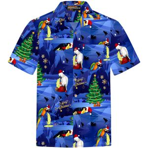 Hawaiihemdshop.de Overhemd 'Christmas Parrots'  blauw / geel / groen / rood