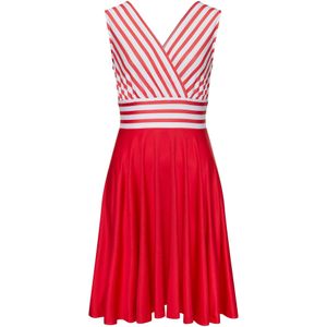 Lascana - Zomerjurk - Wit/Rood Gestreept - Wikkel-look, Diepe V-hals
