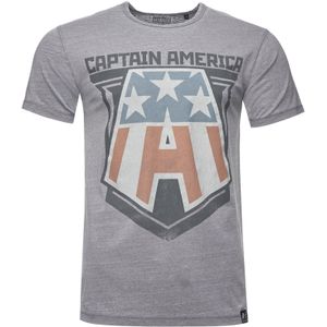 Recovered Shirt 'Marvel Captain America Badge'  grijs