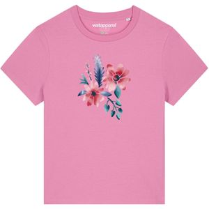 Watapparel Shirt 'Blume in Wasserfarbe 02'  groen / rosa