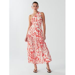 BWLDR Jurk 'FABIO MIDI DRESS'  koraal / wit