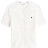 TOMMY HILFIGER - Gebreid Vest - Wit - Normale Pasvorm - Kwartmouw