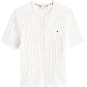 TOMMY HILFIGER - Gebreid Vest - Wit - Normale Pasvorm - Kwartmouw