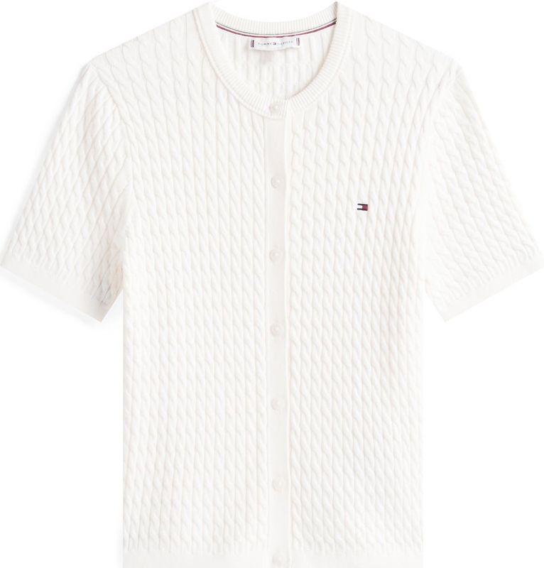 TOMMY HILFIGER - Gebreid Vest - Wit - Normale Pasvorm - Kwartmouw