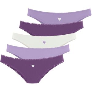 Lascana - Brazilian Slip - Paars/Lila/Crème - Set van 5