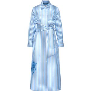 Seidensticker - Zomerjurk - Blauw - 1/1 Kraag met Strepen - Lange Mouwen