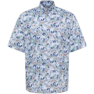 Overhemd - Blauw - Katoen - Korte Mouwen - Button-Downkraag - Easy Iron