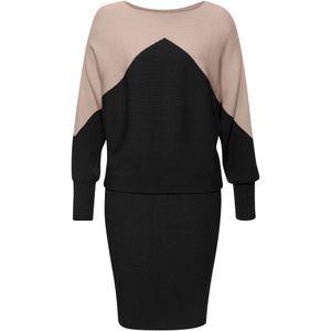 LASCANA Gebreide jurk  sand / zwart
