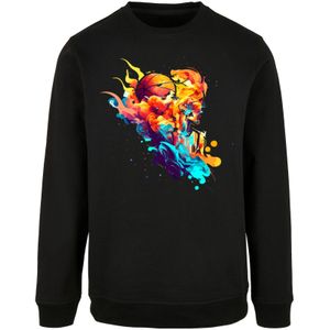 F4NT4STIC Sweatshirt 'Basketball Sports Collection - Abstract player'  blauw / oranje / zwart