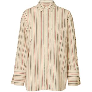 SELECTED Blouse 'SLFDAN'  chamois / donkerrood / zwart / wit