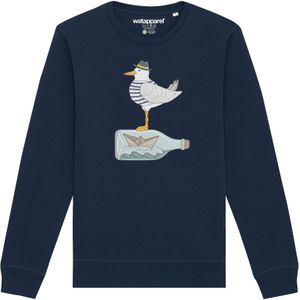 Watapparel Sweatshirt ' Möwe mit Hut '  navy / wit gemêleerd