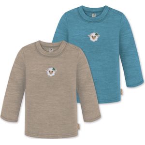 normani Shirt 'Taupo'  beige gemêleerd / cyaan blauw / offwhite