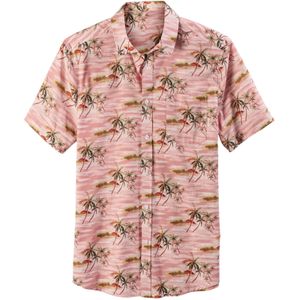 Beachtime - Hawaï-overhemd - Roze gedessineerd - Korte Mouw - Puur Katoen