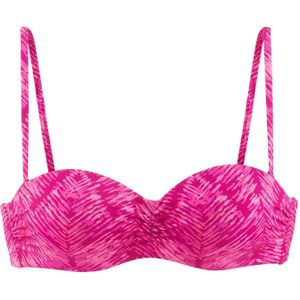 Look - Gedessineerd - Bandeau Bikini - Bessenrood - Met Sluiting Achter