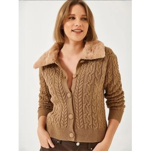Bianco Lucci Gebreid vest  camel