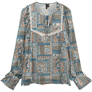 VERO MODA Blouse 'VMLISA LULU'  beige / smoky blue / oranje