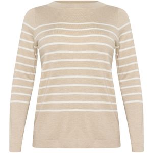 KAFFE CURVE Trui 'Lizzy'  beige / wit