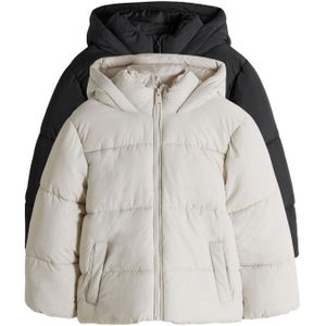 The Set Winterjas  lichtgrijs / zwart