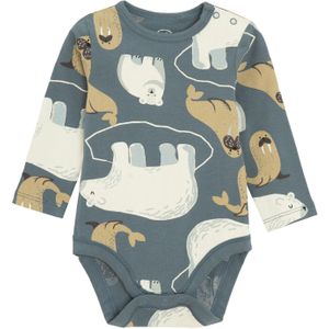 Cool Club Rompertje/body  blauw / cappuccino / wit