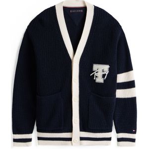TOMMY HILFIGER Gebreid vest 'VARSITY'  navy / wit