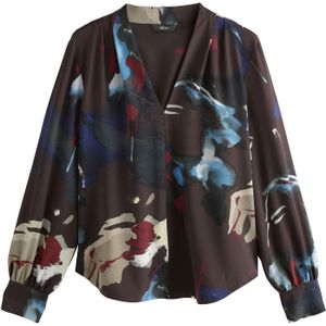 Next Blouse  beige / lichtblauw / donkerbruin / donkerrood