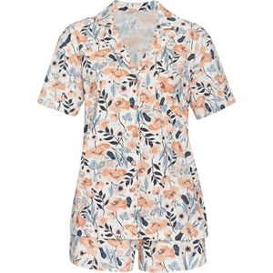 Pyjama - Roze/Blauw Gebloemd - V-hals - Korte Mouwen - Klassieke Pasvorm