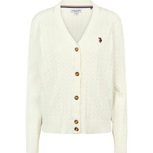 U.S. POLO ASSN. Gebreid vest 'Gill'  ombergrijs / bloedrood / wit