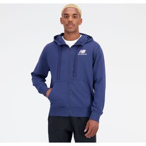 New Balance - Sweatvest - Blauw/Wit - Capuchon - Normale Pasvorm