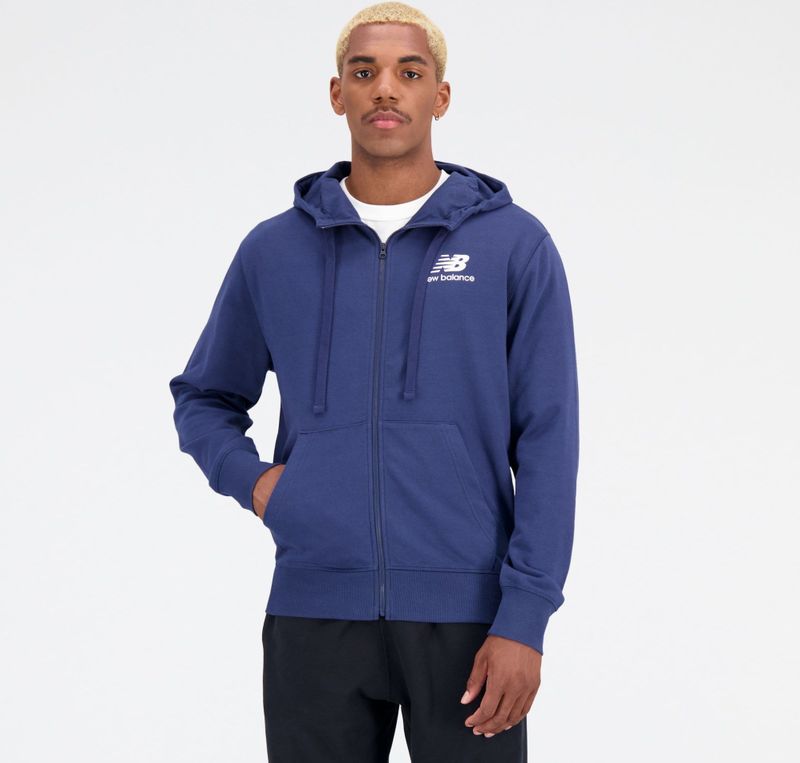 New Balance - Sweatvest - Blauw/Wit - Capuchon - Normale Pasvorm