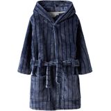 Badjas - Gestreept - Fleece - Voorzakken - Drukknoopsluiting