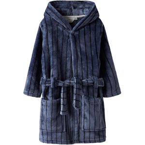 Badjas - Gestreept - Fleece - Voorzakken - Drukknoopsluiting