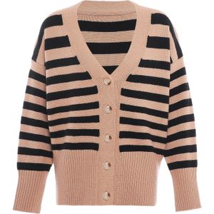 BLONDA Gebreid vest  beige / zwart