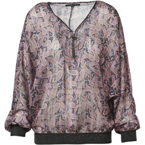 KOROSHI Blouse  blauw / lichtbruin / zwart / wit