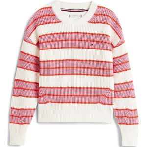 TOMMY HILFIGER Trui  donkeroranje / pink / wit