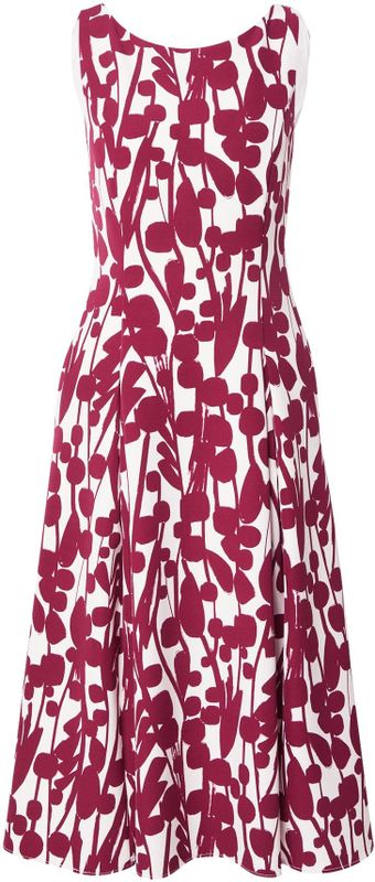 Vera Mont - A-lijn Jurk - Wijnrood/Wit - Knielengte - Mouwloos