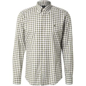 BOSS Overhemd 'ROAN'  olijfgroen / wit