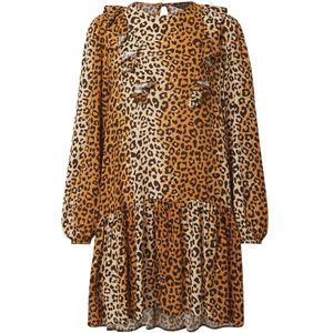 Miss Selfridge Jurk 'FRIL'  beige / bruin / donkerbruin