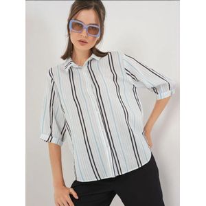 Bigdart Blouse  lichtblauw / zwart / wit